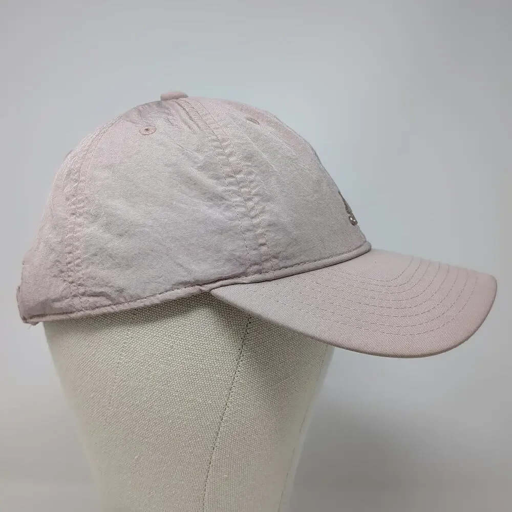 Adidas Baseball Cap Pink One Size Nylon Gold Logo Adjustable Slideback Strap Hat